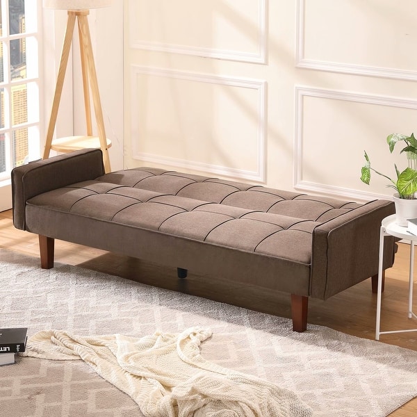 Shop Mieres Brown High Quality And Durable Convertible Linen Sofa