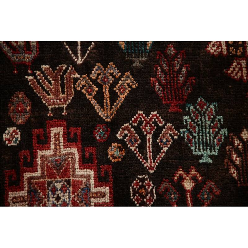 Tribal Geometric Shiraz Persian Vintage Area Rug Handmade Wool Carpet - 5'3"x 8'1"