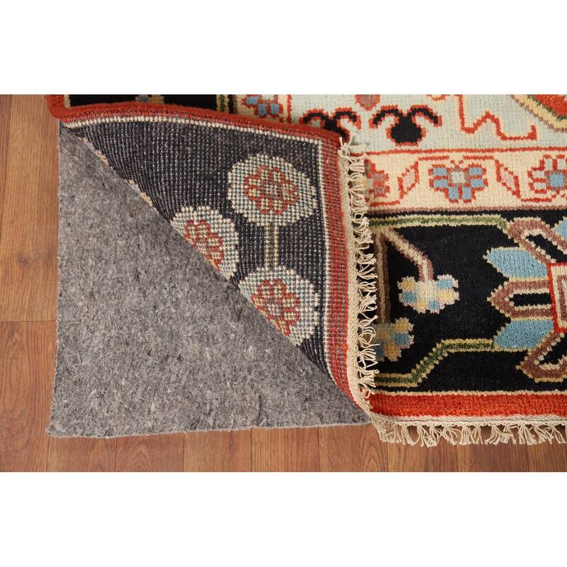 Orange Geometric Kazak Indian Area Rug Handmade Wool Carpet - 7'10" x 9'11"