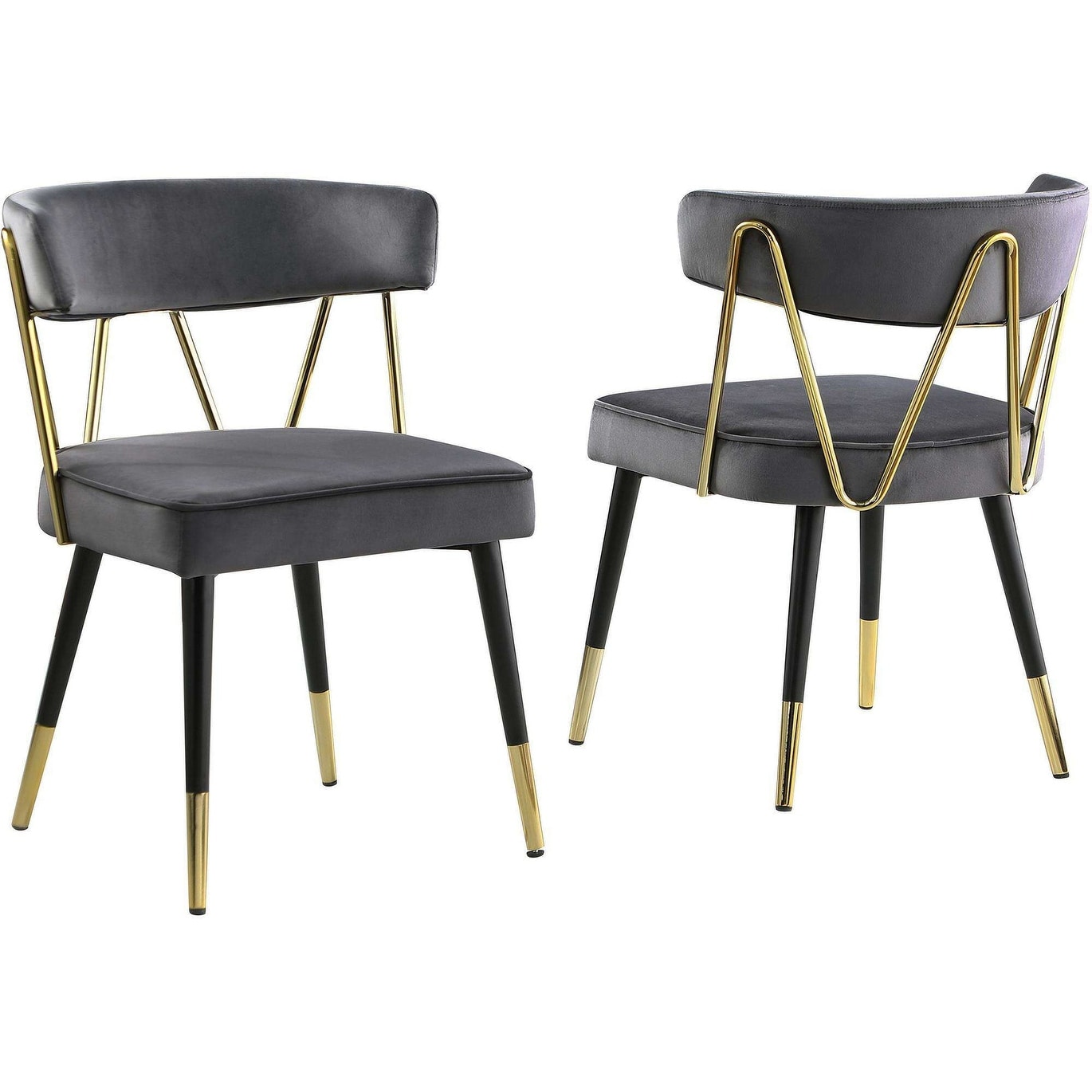 Velvet Dining Chair Set of 2 with Gold Trim