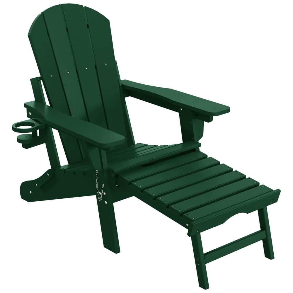 Laguna Outdoor Folding Adjustable Adirondack Chair with Cup Holder & Hideaway Ottoman