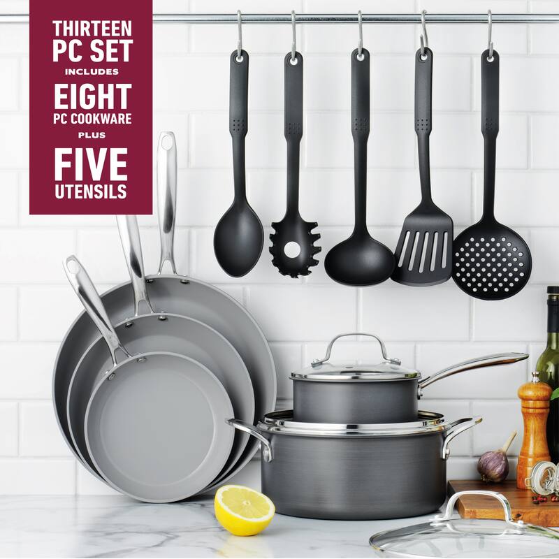 Granitestone Pro Hard Anodized 13 Piece Nonstick Cookware Set with Utensils