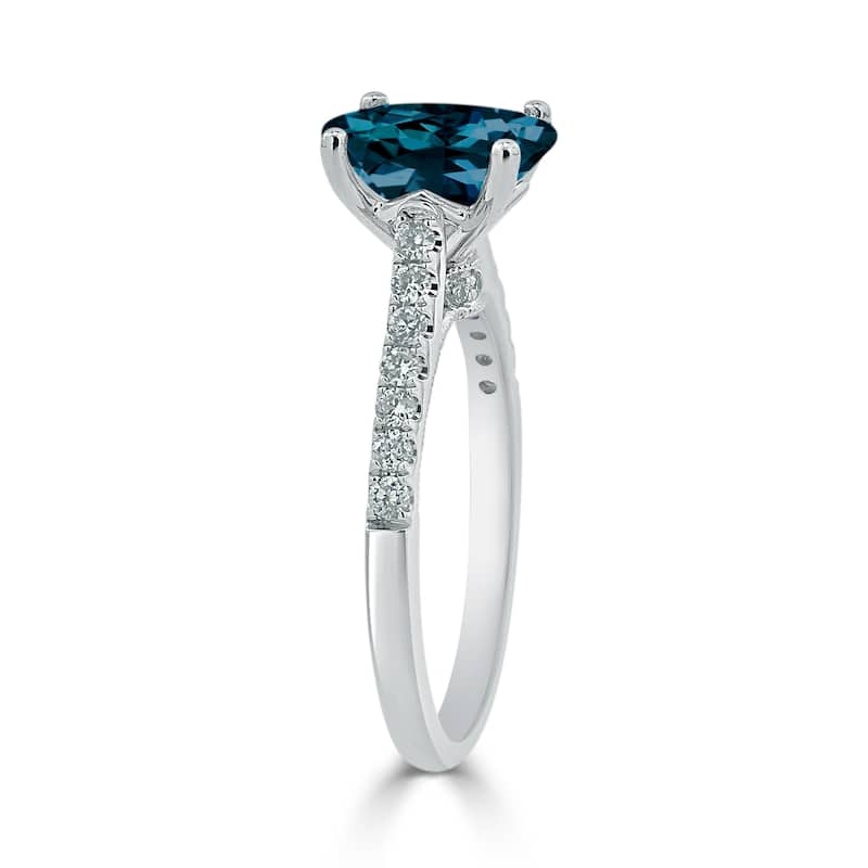 Auriya 1 1/2ct Fancy Oval London Blue Topaz and Diamond Engagement Ring 1/4ctw 14k Gold