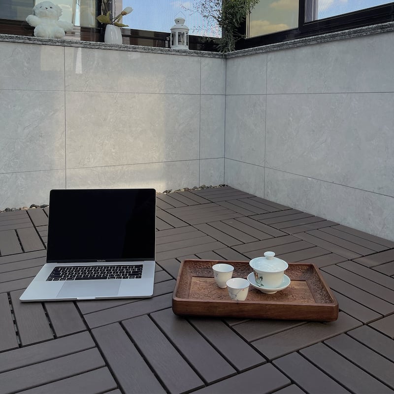 Plastic Interlocking Deck Tiles Patio Decking Tiles for Poolside Balcony Backyard （44 Pack）