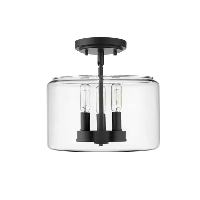 Millennium Lighting Asheville 3 Light Semi-Flush Ceiling Mount Fixture - Matte Black