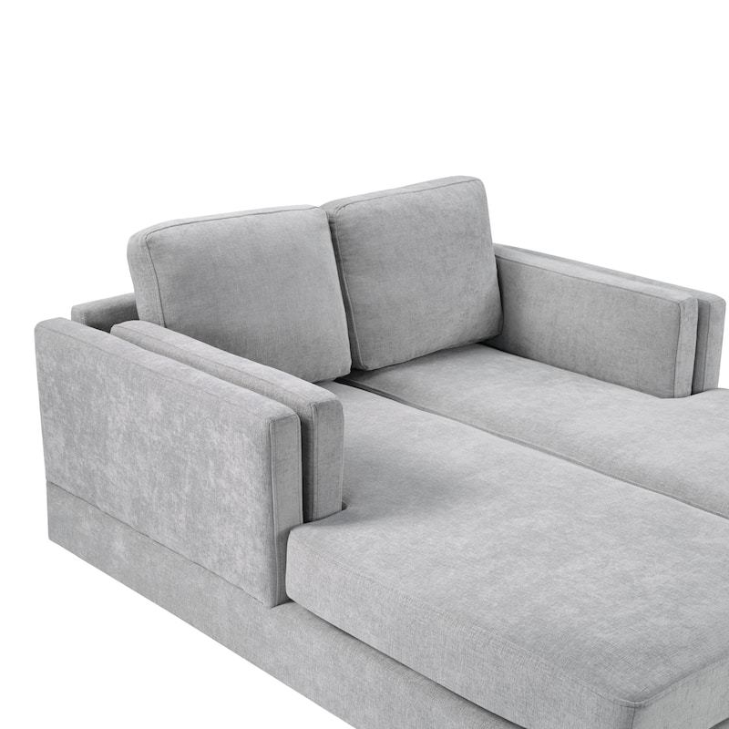 Christopher Knight Home - Alora Modern Upholstered Chaise Lounge Sofa Bed with Dual-Layer Armrests and Flexible Layout Design