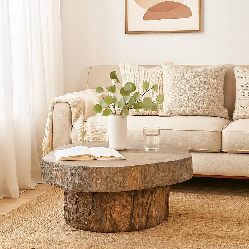 Round Cemented Log Accent, Brown