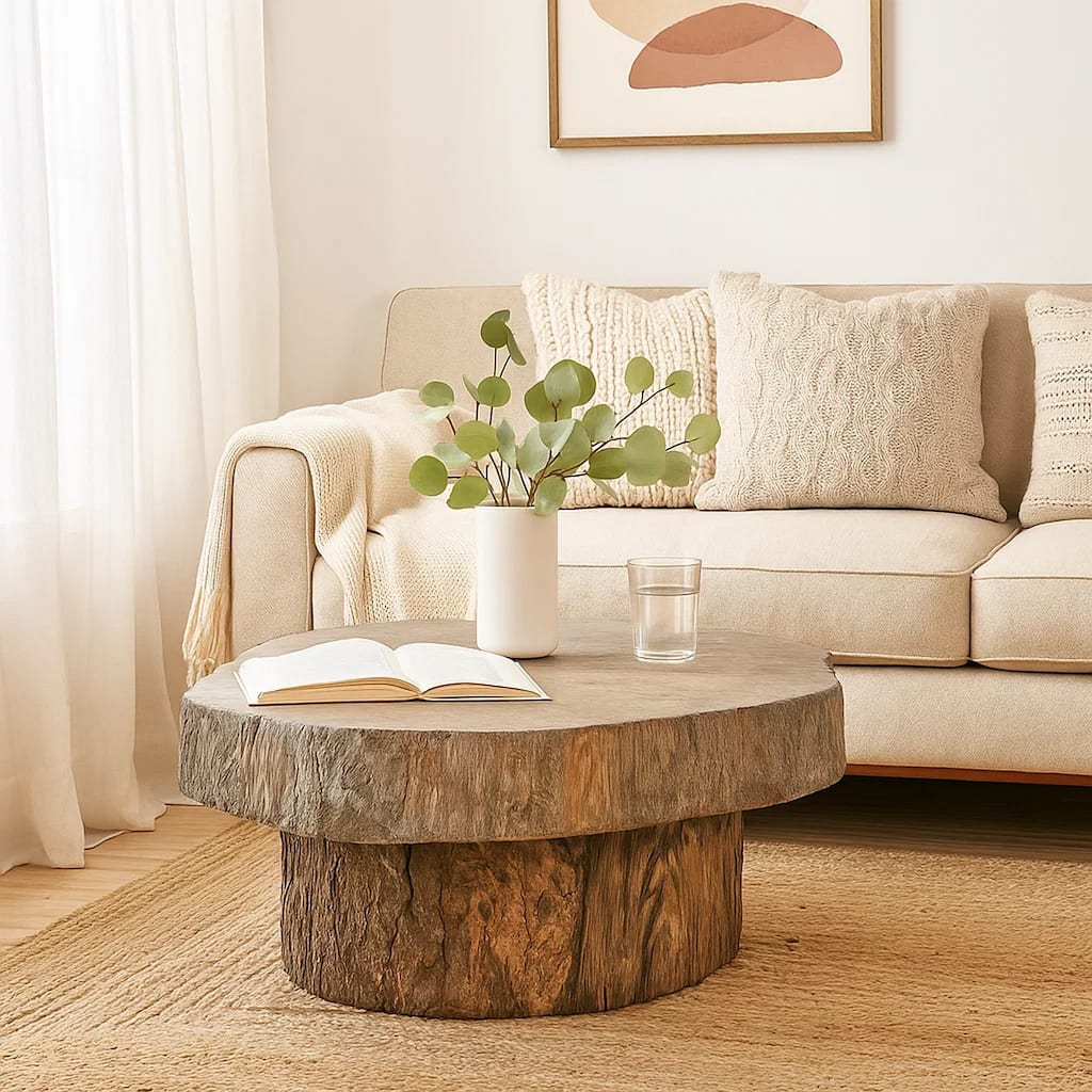 Round Cemented Log Accent, Brown