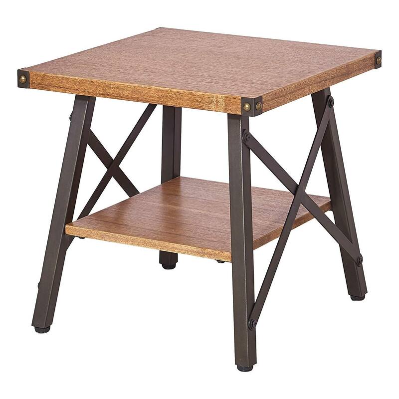 Canopy End Table - Stylish Accent Table for Living Room, Bedroom & More - Metal Frame Design - 19.5
