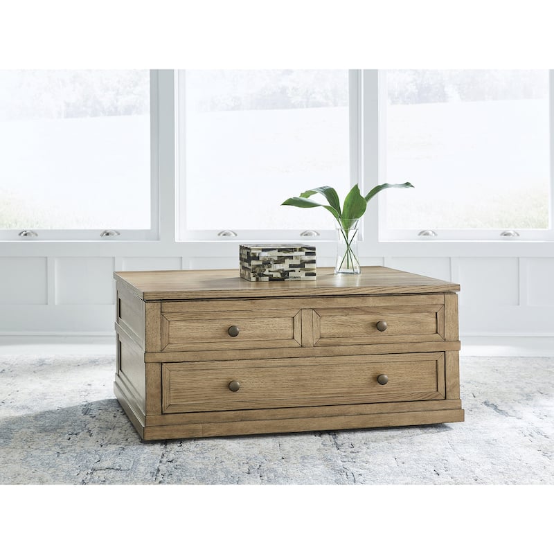 Signature Design by Ashley Sharlance Brown Lift-Top Coffee Table - 42.13" W x 28" D x 18.75" H