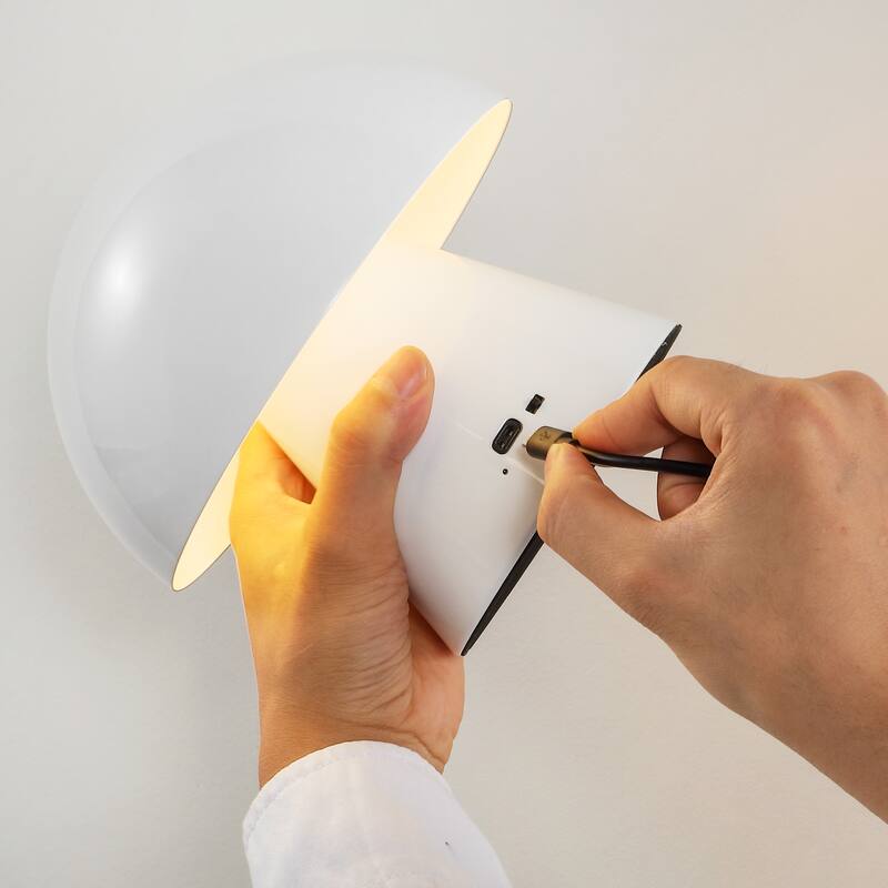 Alyson 7" Contemporary Bohemian Rechargeable/Cordless Iron Integrated LED Mushroom Table Lamp, by JONATHAN Y