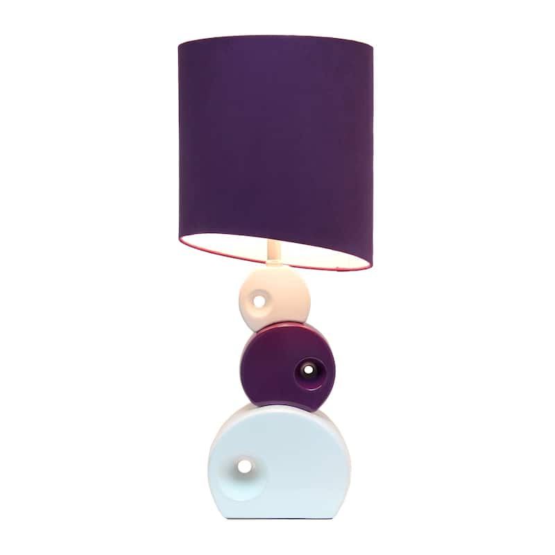 Modern Table Lamp - Stacked Circle Design, Drum Shade, Living Room, Bedroom Decor, Purple Accent