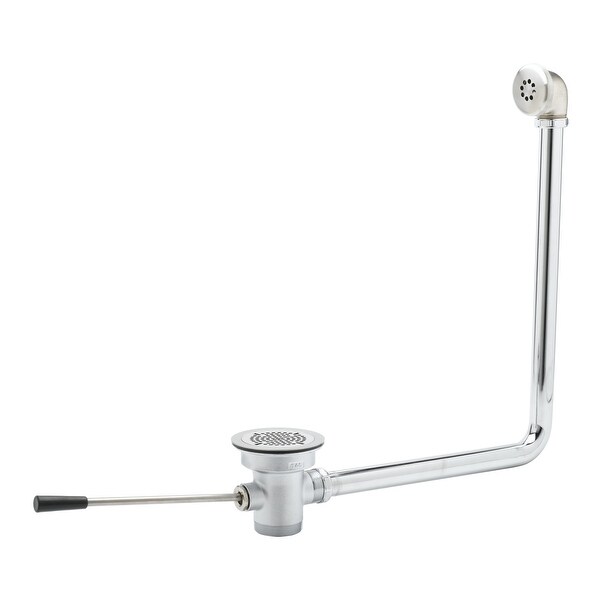 T and S Brass B-3970-01 3-1/2" Waste Drain Valve with 2" Overflow, Lever Handle and 2" NPT Male x 1-1/2" NPT Male Outlet