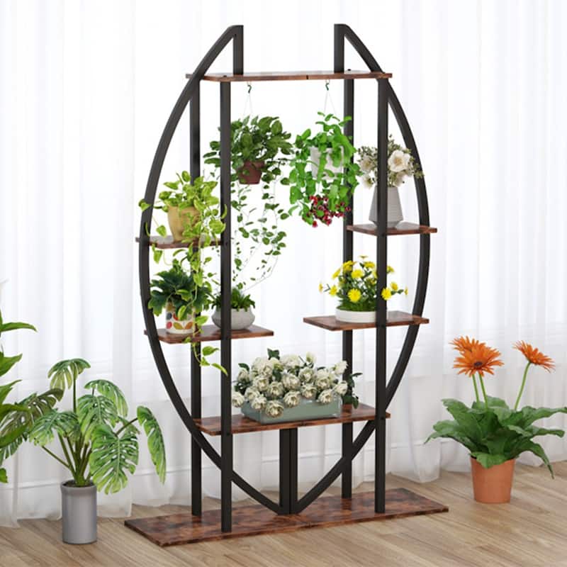 Plant Stand Display Shelf Flower Rack for Home Garden - Brown