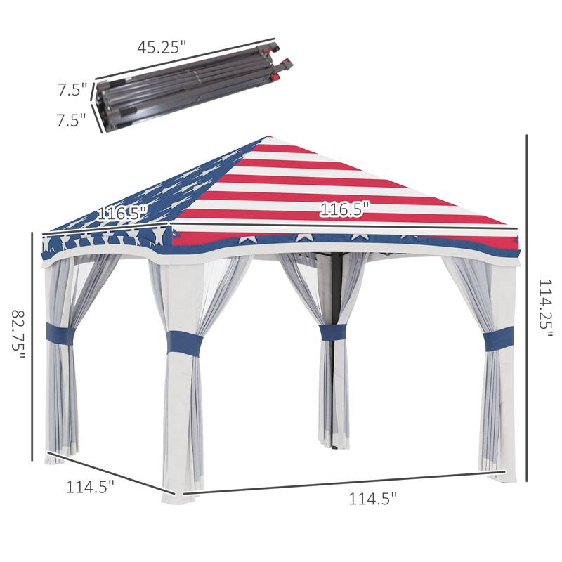 Outsunny 10' x 10' Pop Up Canopy with Netting, Foldable Tents for Parties, Height Adjustable