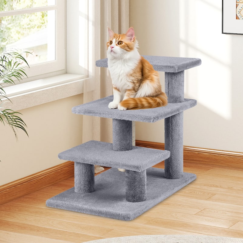 Gymax 2-in-1 Cat Tree Tower Pet Steps w/ Scratching Posts Hanging Toy