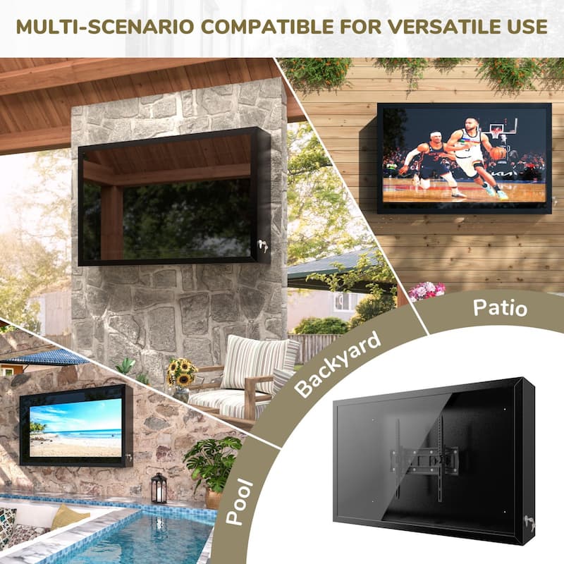 VEIKOUS 43" Outdoor TV Enclosure Weatherproof, Full Motion TV Bracket, All-Weather Protection