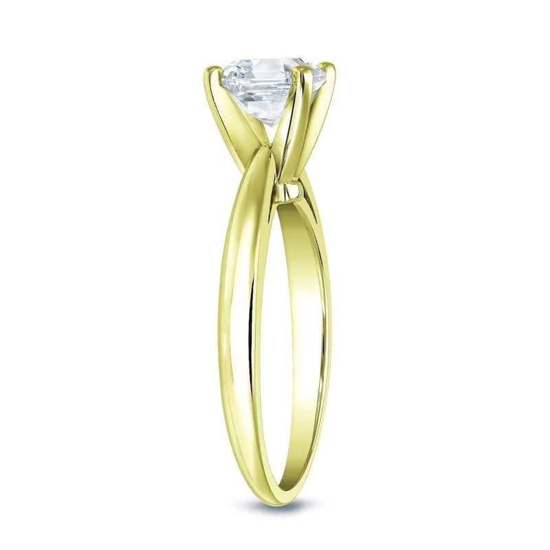 Auriya 14k Gold 1ctw Solitaire Asscher-cut Diamond Engagement Ring Certified
