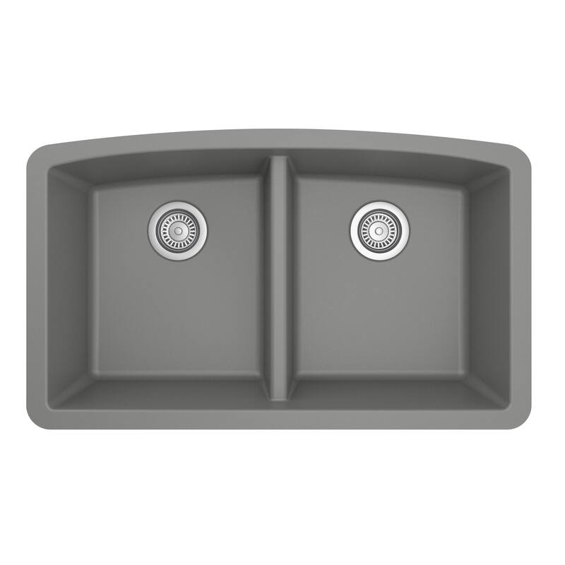 Karran Undermount Quartz 32 in. 50/50 Double Bowl Kitchen Sink Kit