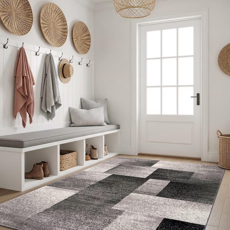 World Rug Gallery Modern Geometric Boxes Area Rug