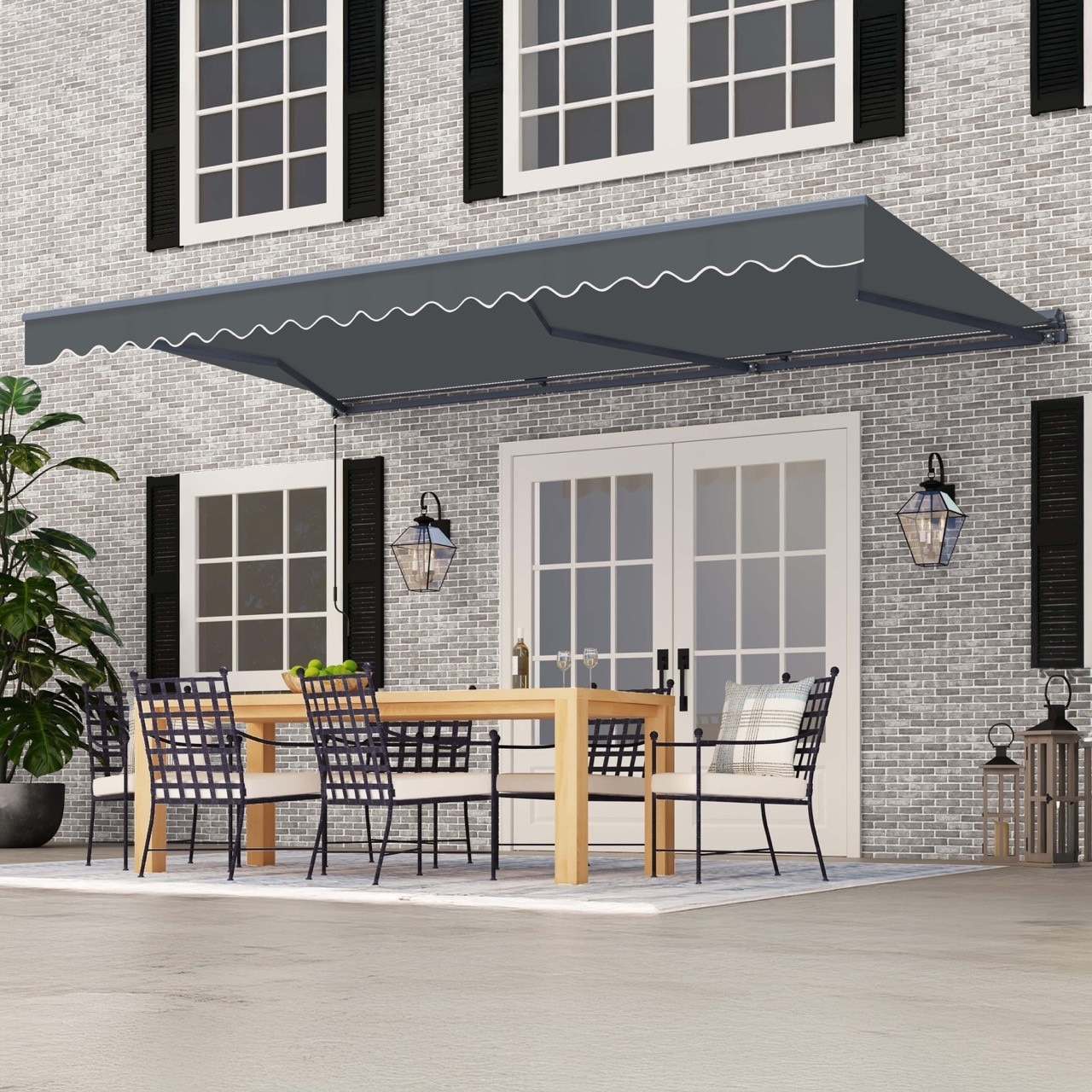 ALEKO Moroccan Semi-Cassette Motorized Patio Awning - Charcoal Gray - 20 x 10 Feet