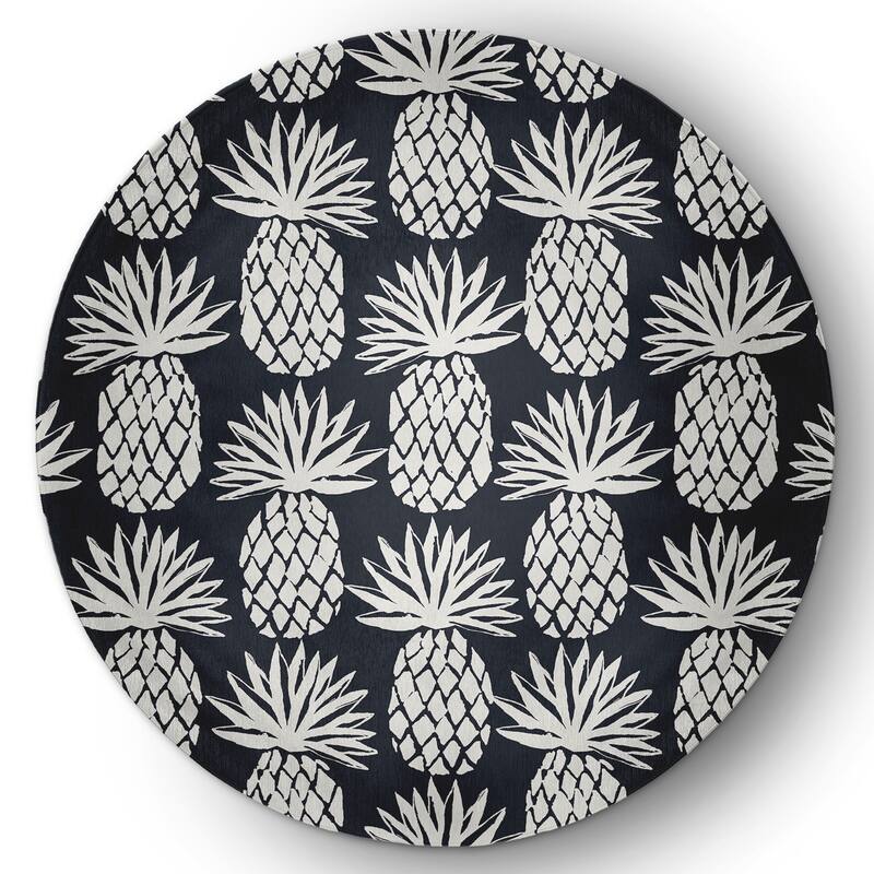 Pineapple Pattern Indoor/Outdoor Rug - Shark Blue - 5' Round