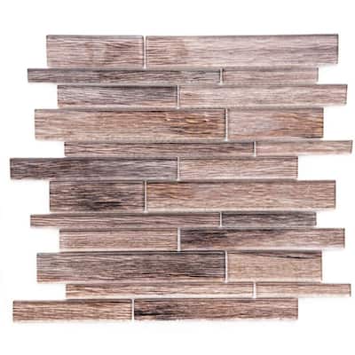 Woodland 1x3 Wood Look Glass Brick Mosaic Tile - Wall, Backsplash