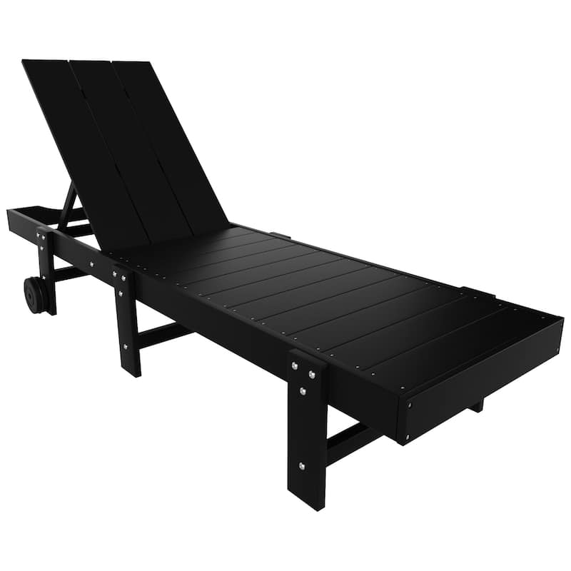 Shoreside Modern Poly Eco-Friendly All Weather Reclining Chaise Lounge With Wheels