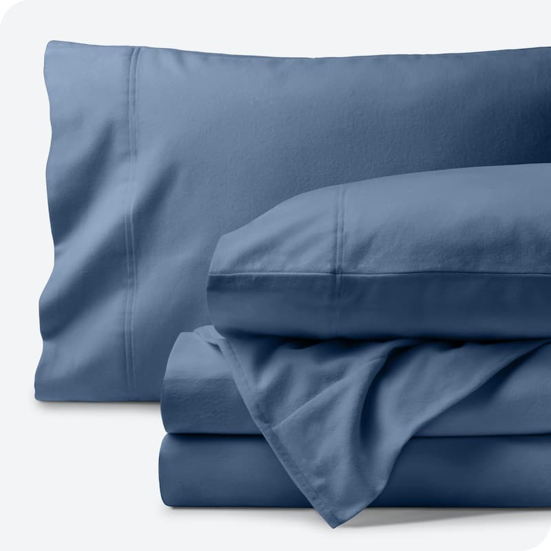 Bare Home Organic Cotton Flannel Sheet Set - Queen - Coronet Blue