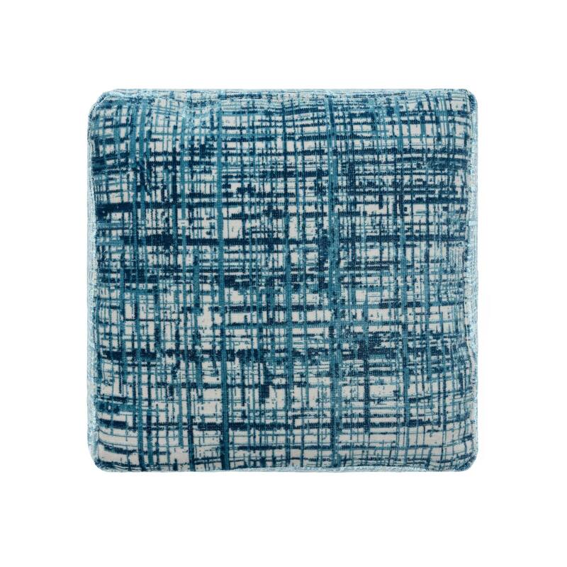 Abstract Square Pouf Ottoman - 18" - Blue and White