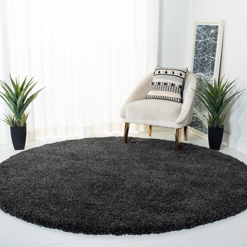 SAFAVIEH Milan Shag Maibritt 2-inch Thick Area Rug - 7' x 7' Round - Dark Grey