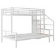 preview thumbnail 9 of 10, White Twin over Full Platform Beds with Storage Stairway, Metal Frame Bunk Bed with Wardrobe