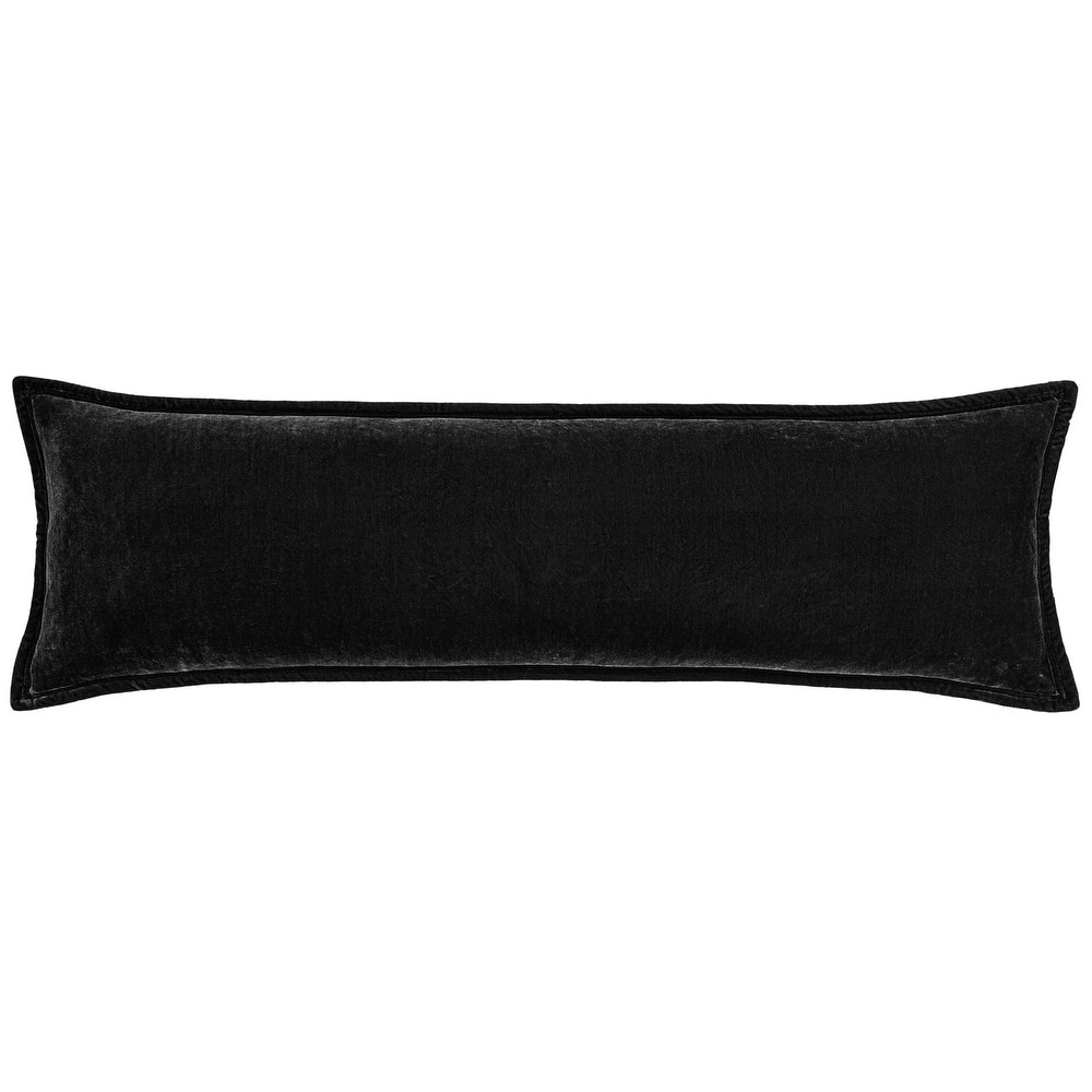HiEnd Accents Stella Faux Silk Velvet Romantic Western Long Lumbar Pillow, 14"x42"