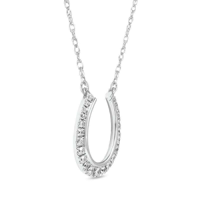 10K Gold 1/6ct TDW Diamond Horseshoe Pendant Necklace for Women