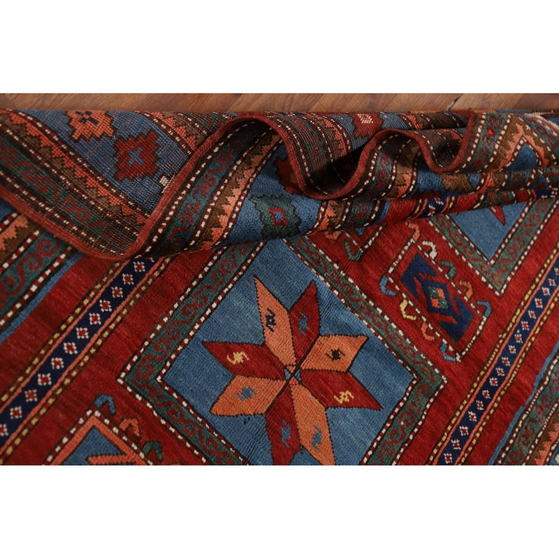 Vegetable Dye Shirvan Antique Area Rug Hand-Knotted Wool Carpet - 3'10" x 6'9"
