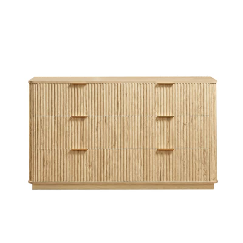 55" Modern Wave-Design Dresser – 6-Drawer Chest with Curved Fronts, Multi-Functional as TV Stand or Storage Organizer