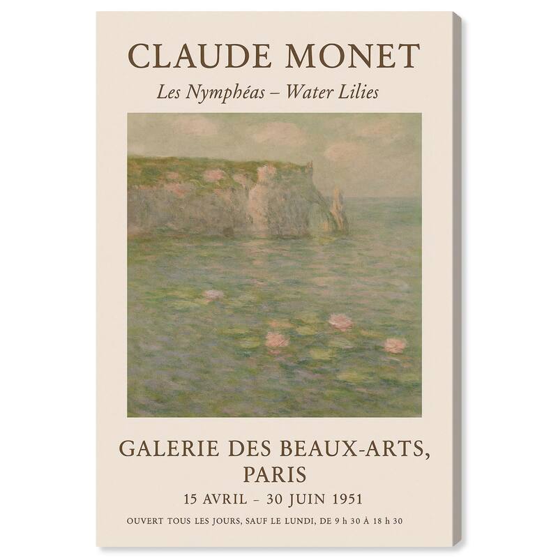 Water Lilies Canvas Vintage Art by Art Remedy, Gallery Wrapped - 36" x 54"
