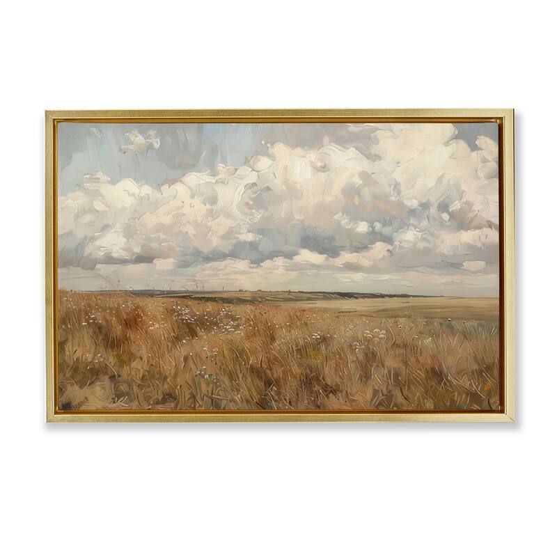Stupell Wide Open Farm Field Framed Floater Canvas Wall Art Design By LSR Creative Studio - 25 x 17 - Gold