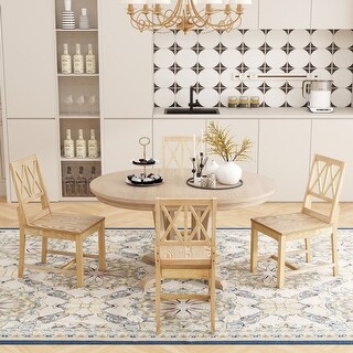 Rustic 5 Piece Extendable Round Dining Table Set - Bed Bath & Beyond ...