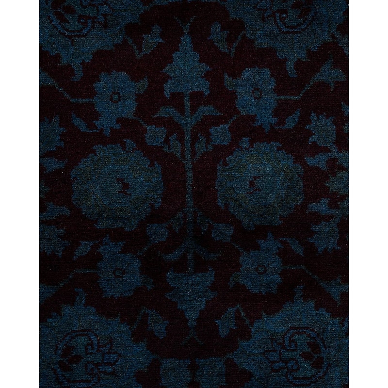 Overton Hand Knotted Wool Vintage Inspired Modern Contemporary Overdyed Blue Area Rug - 8' 2" x 10' 4"