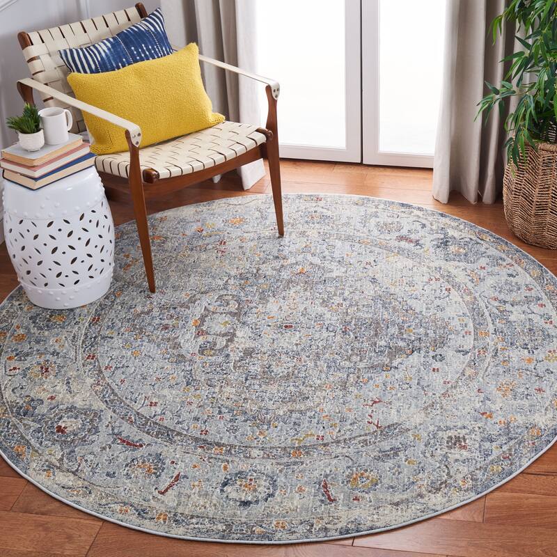 SAFAVIEH History Bernardita Distressed Rug - 6'7" Round - Grey/Light Grey