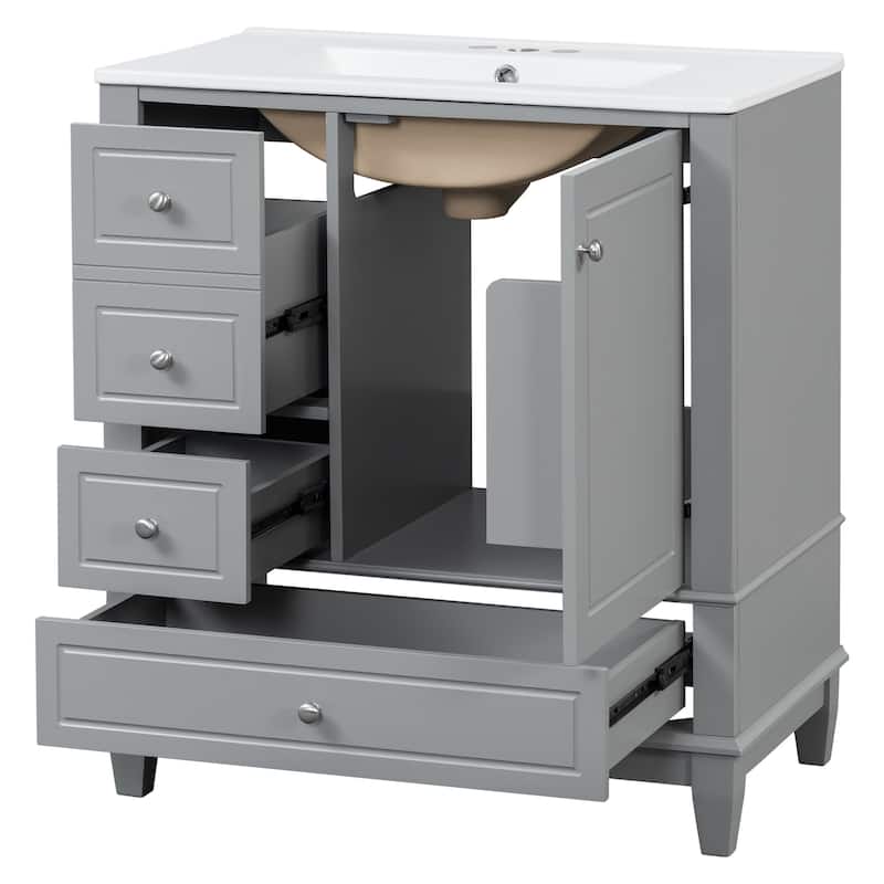 Bathroom Vanity with Sink,Shelf and Drawers