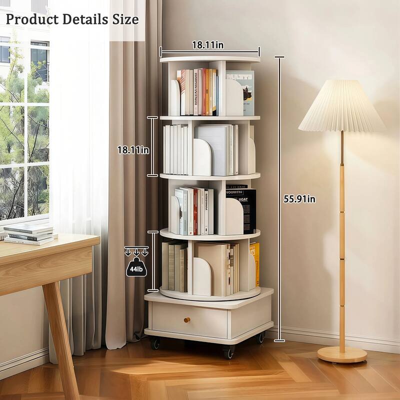 5\6 Tier Rotating Bookshelf,360° Display Round Spinning Bookshelf
