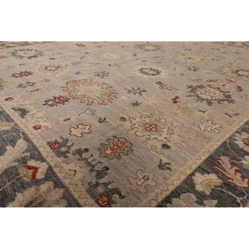 Vegetable Dye Oushak Turkish Area Rug Handmade Beige Wool Carpet - 8'1" x 9'10"