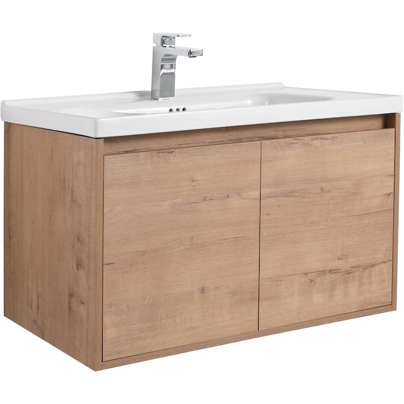 Blossom 32" Floating Bathroom Vanity with Ceramic Sink & Storage