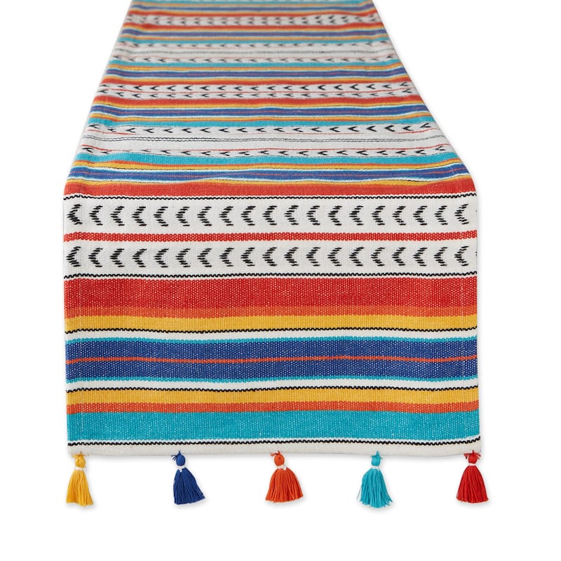 DII Picante Stripe Tassel Table Runner 13x72 - Table Runner, 13x72" - Picante Strope
