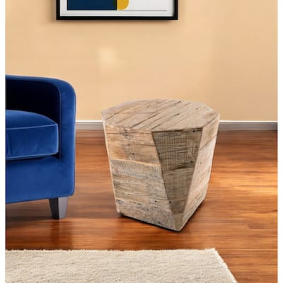 HomeRoots 20" Brown Distressed Solid Wood Hexagonal Top Table - 21' X '20' X '21