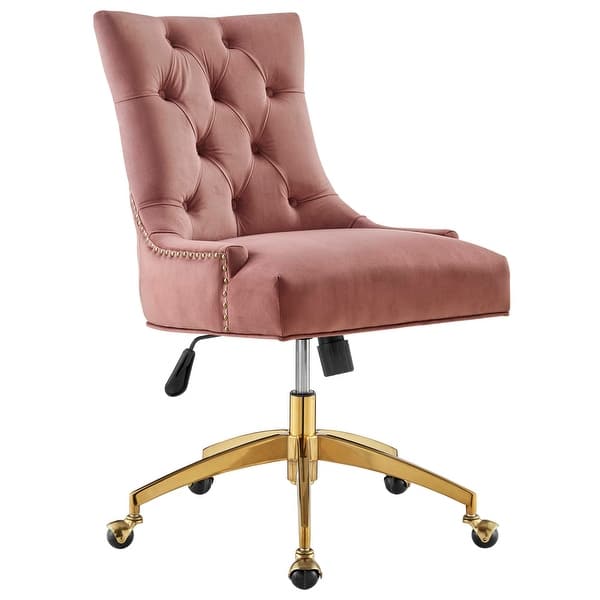 slide 2 of 14, Regent Tufted Performance Velvet Office Chair Dusty Rose