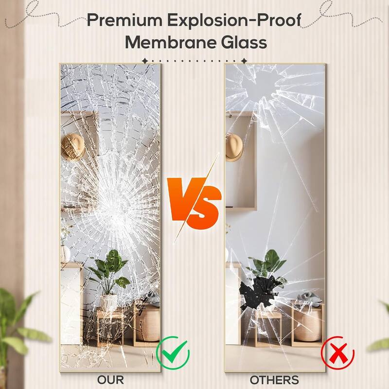 Mirror Full Length, 21"x64" Body Wall Mirrors, Floor Standing, Large Tall Mirror with Stand Aluminum Alloy Frames