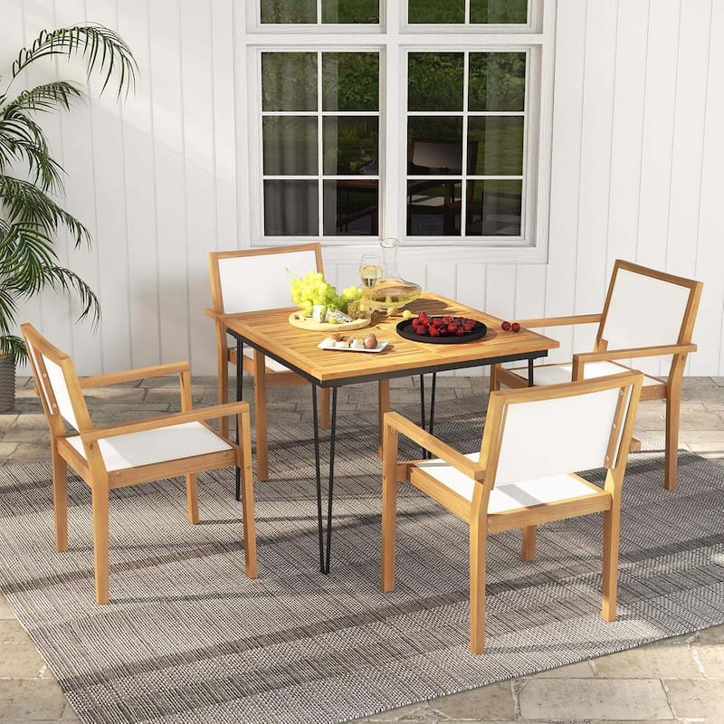 2/4PCS Stackable Dining Chair Patio Armchairs Conversation Chair Set